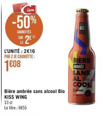 bière ambrée sans alcool bio kiss wing