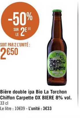 bière double ipa bio la torchon chiffon carpette ox bière 8% vol.