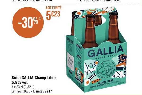 bière gallia champ libre 5.8% vol.