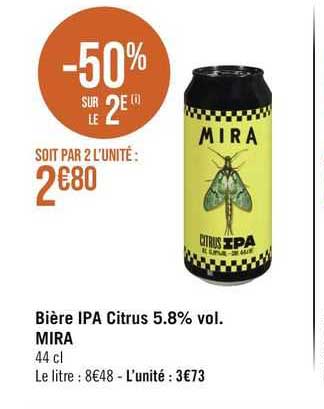 bière ipa citrus 5.8% vol. mira