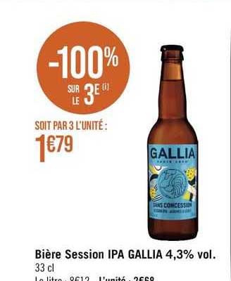 bière session ipa gallia 4,3% vol.