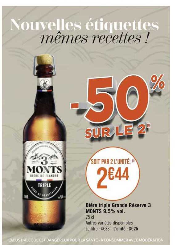 bière triple grande réserve 3 monts 9,5% vol.