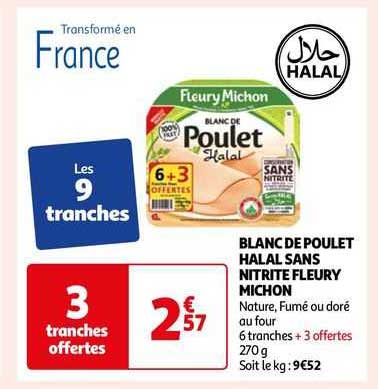 blanc de poulet halal sans nitrite fleury michon