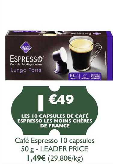 café espresso 10 capsules - leader price