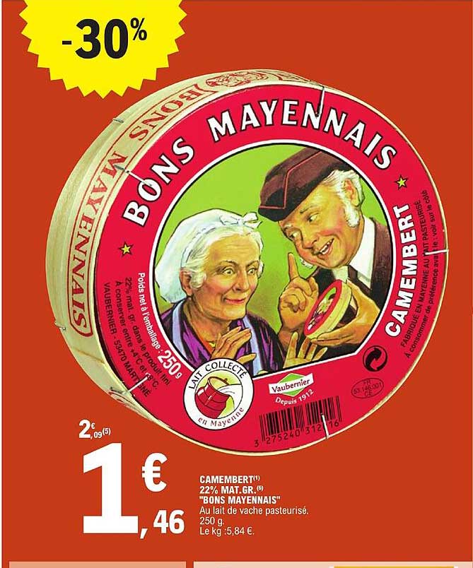 camembert 22% mat. gr. "bons mayennais"