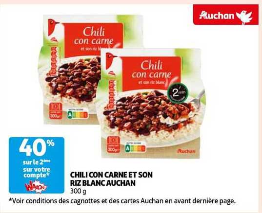 chilicon carne et son riz blanc auchan