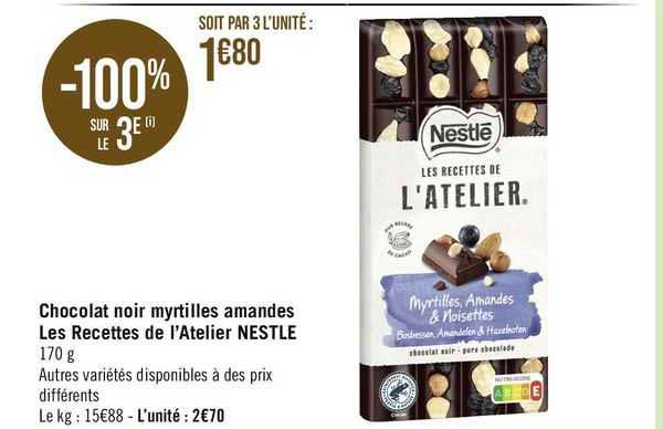 chocolat noir myrtilles amandes les recettes de l'atelier nestlé