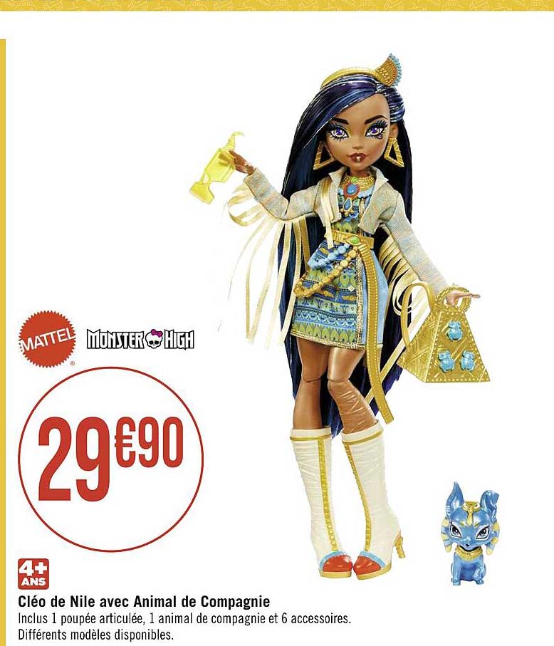 cléo de nile avec animal de compagnie mattel monster high