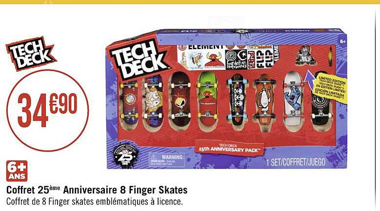 coffret 25ème anniversaire 8 finger skates tech deck