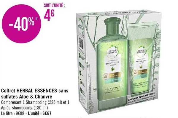 coffret herbal essences sans sulfates aloe & chanvre