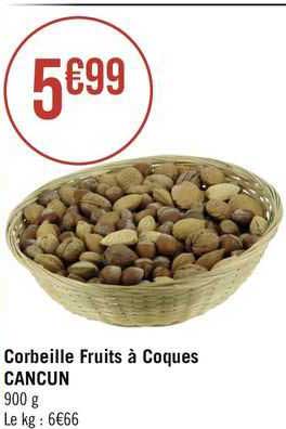 corbeille fruits à coques cancun