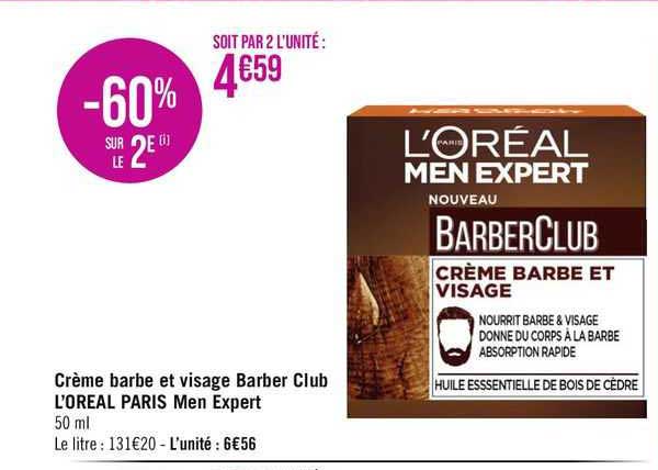 crème barbe et visage barber club l'oréal paris men expert