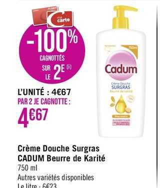 crème douche surgras cadum beurre de karité
