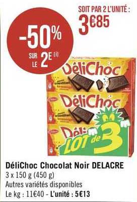 DéliChoc Chocolat Noir Delacre