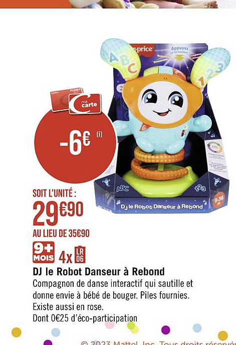 dj le robot danseur à rebond fisher-price
