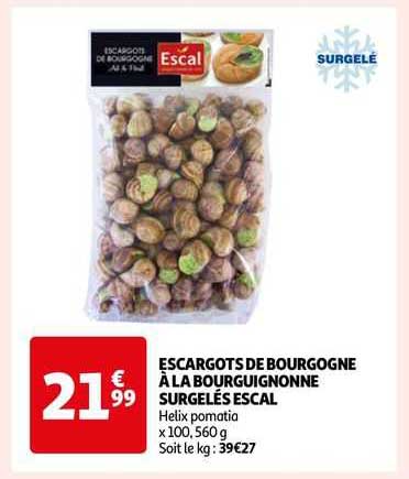 escargots de bourgogne à la bourguignonne surgelés escal