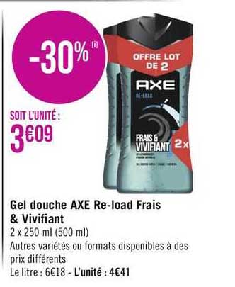 gel douche axe re-load frais & vivifiant