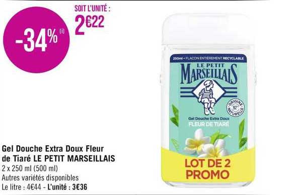 gel douche extra doux fleur de tiaré le petit marseillais