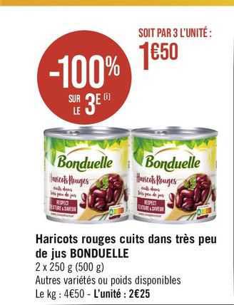 haricots rouges cuits dans très peu de jus bonduelle