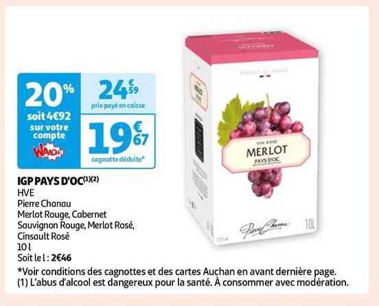 igp pays d'oc hve pierre chanau merlot rouge, cabernet sauvignon rouge, merlot rosé, cinsault rosé