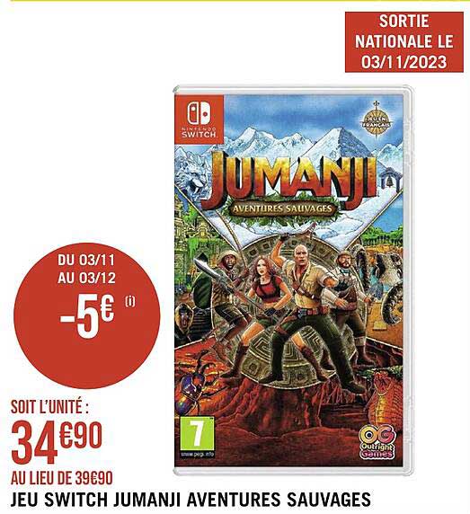Jeu Switch Jumanji Aventures Sauvages