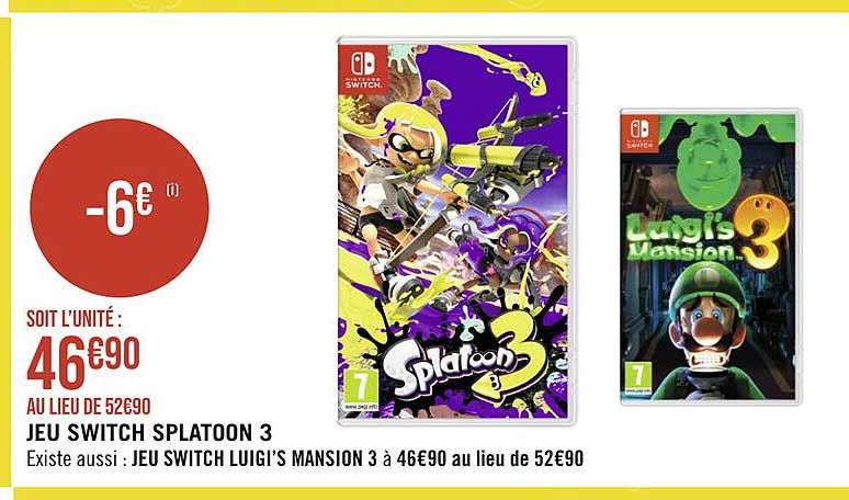 jeu switch splatoon 3, jeu switch luigi's mansion 3