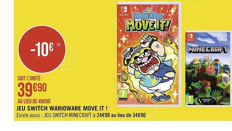 jeu switch warioware move it !, jeu switch minecraft