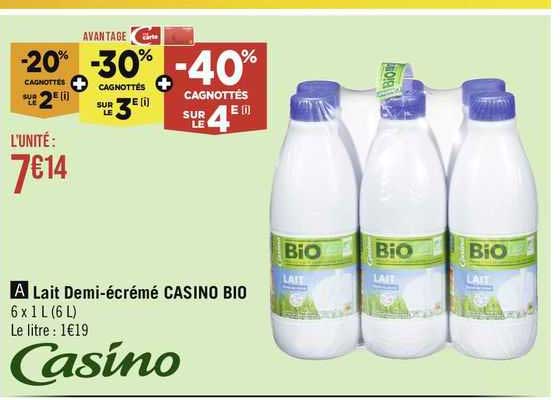 lait demi-écrémé casino bio