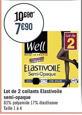 lot de 2 collants elastivoile semi-opaque
