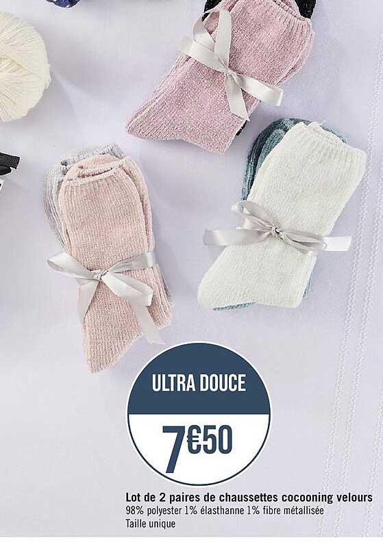 lot de 2 paires de chaussette cocooning velours