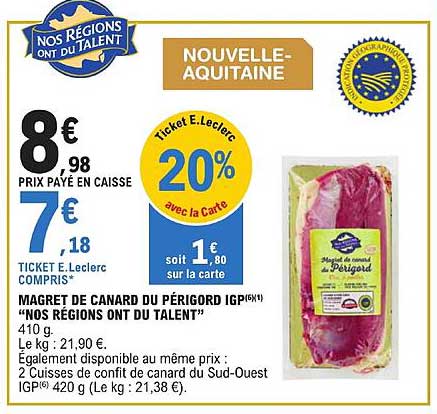 magret de canard du périgord igp "nos régions ont du talent"