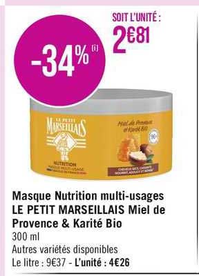 masque nutrition multi-usages le petit marseillais miel de provence & karité bio
