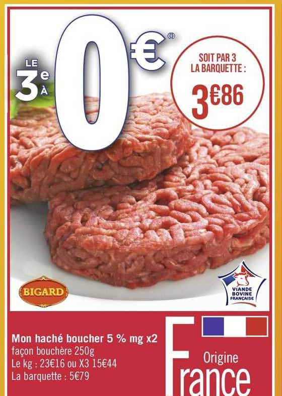 mon haché boucher 5% mg x2 bigard