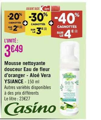 mousse nettoyante douceur eau de fleur d'oranger - aloé vera ysiance