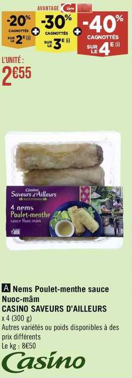 Nems Poulet-menthe Sauce Nuoc-mâm Casino Saveurs D'ailleurs