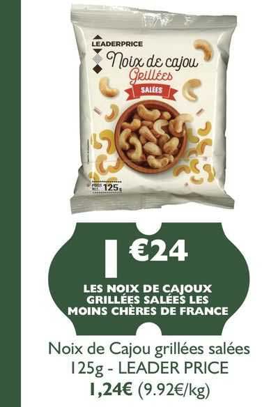 noix de cajou grillées salées - leader price