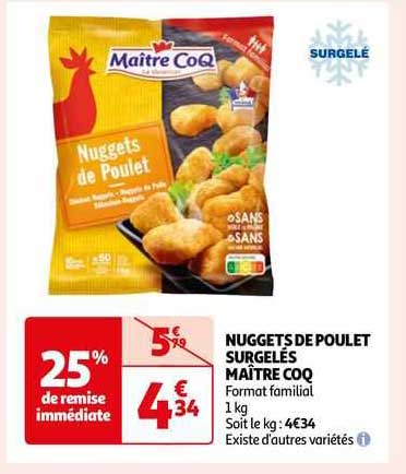 nuggets de poulet surgelés maître coq