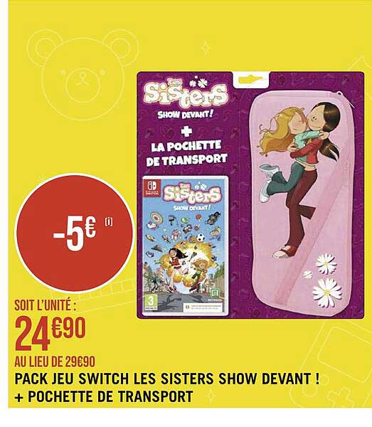 pack jeu switch les sisters show devant ! + pochette de transport