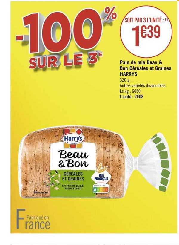 pain de mie beau & bon céréales et graines harrys