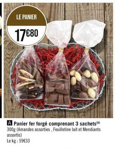 panier fer forgé comprenant 3 sachets