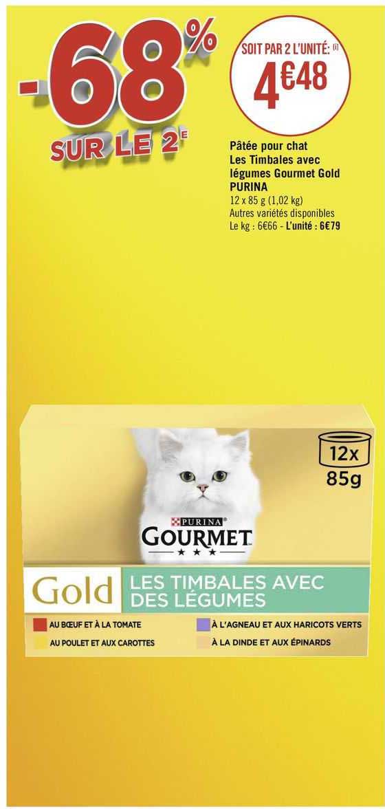 pâtée pour chat les timbales avec légumes gourmet gold purina