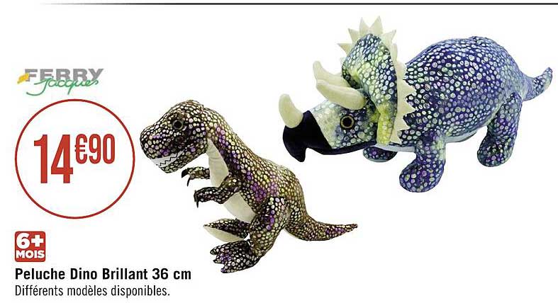 peluche dino brillant 36 cm ferry jacques