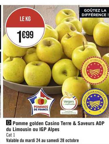 pomme golden casino terre & saveur oop du limousin ou igp alpes