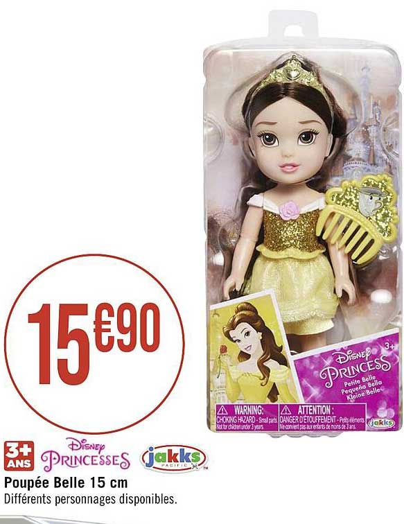 poupée belle 15 cm disney princesses jakks