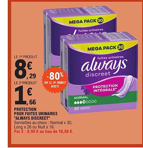 protection pour fuites urinaires "always discreet"