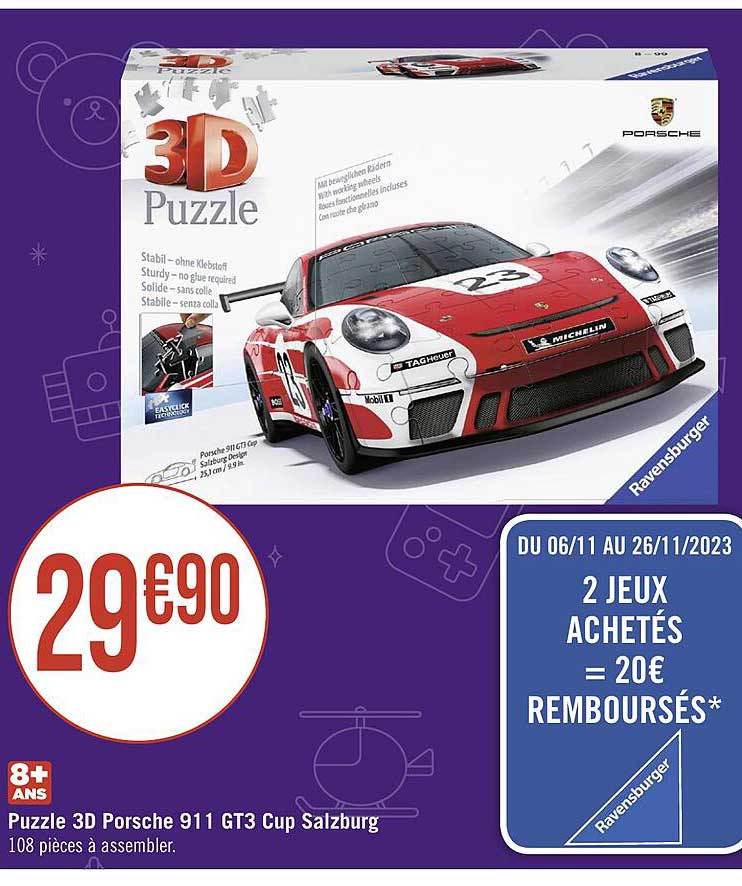 puzzle 3d porsche 911 gt3 cup salzburg ravensburger