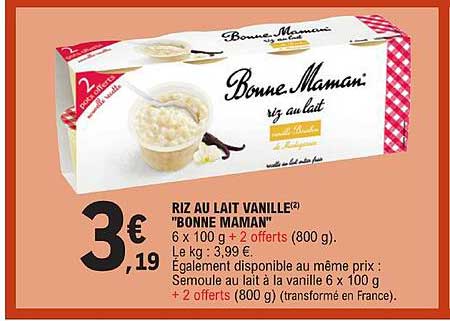 riz au lait vanille "bonne maman"