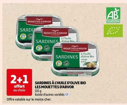 sardines à l'huile d'olive bio les mouettes d'arvor