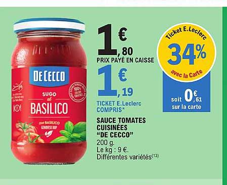 sauce tomates cuisinées "de cecco"