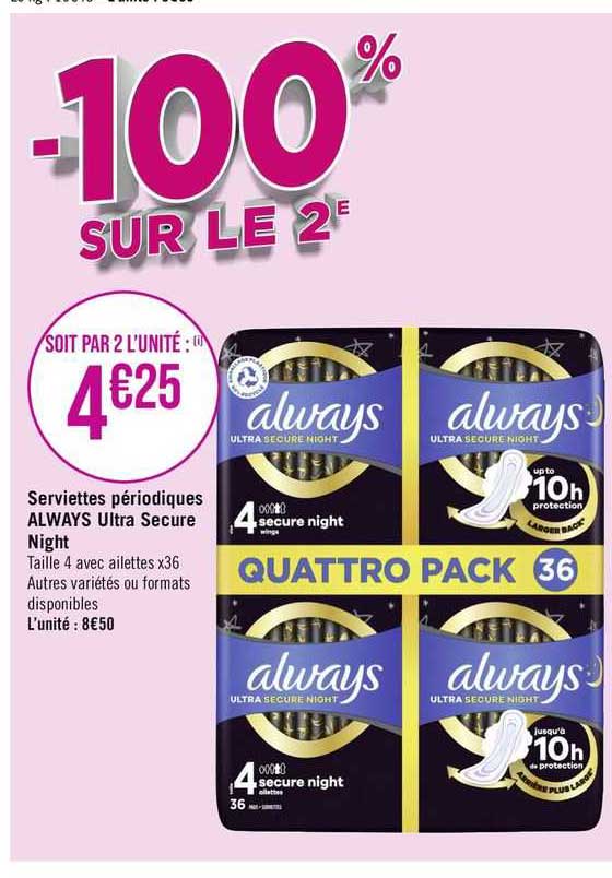 serviettes périodiques always ultra secure night
